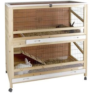 KERBL Kooi voor kleine dieren, voor binnen, deluxe, 2 niveaus, 115 x 60 x 118 cm