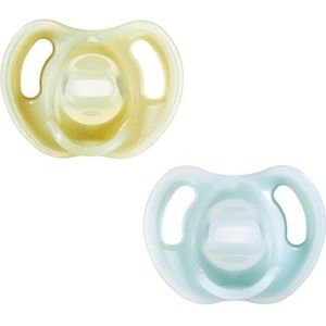 Tommee Tippee Set van 2 ultralichte siliconen fopspenen, symmetrisch orthodontisch design, BPA-vrij, eendelig design, 6-18 m