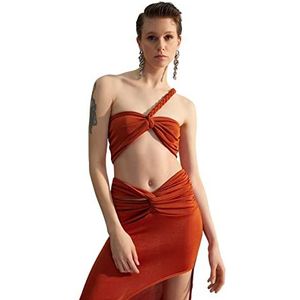 Trendyol Trendyol Damesbeha met asymmetrische kraag, nauwsluitend, gebreid, 1 stuk, Bruin