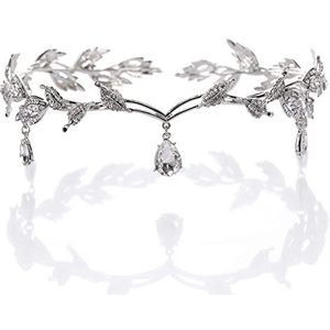 Tiara diadeem kristal strass tiara kroon godin tiara vintage bruid tiara bruidsblad kristal strass bloemen communie haar kroon bruid bruiloft bruid tiara voor bruid, Glas Legering, Beryl