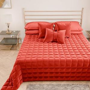 PETTI Artigiani Italiani - Dubbel dekbed van zacht en warm fluweel, dekbed lente herfst, dubbele sprei, rood, 100% Made in Italy