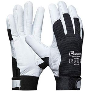 Gebol Uni Fit Thermo | Geitenleer winterwerkhandschoenen met klittenbandsluiting | Thermische handschoenen met warme voering tegen kou | Voor heren | Maat L (maat 9) | wit/zwart