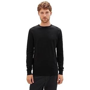 Tom Tailor Pullover met ronde hals voor heren, Noir (Black 29999), M