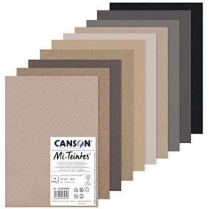 CANSON MI-TEINTES® papier (honingraat), 10 vellen A4, 160 g/m², grijstinten