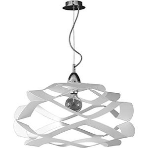 Moderne hanglamp Fly van lasergesneden aluminium in wit, bolvorm, origineel design, minimalistisch, industrieel, 1 x E27 LED voor keuken, slaapkamer, woonkamer, salade Ø 55 cm