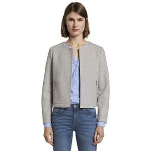 TOM TAILOR Korte blazer voor dames met zijzakken met ritssluiting, 11282 zilvergrijs mix