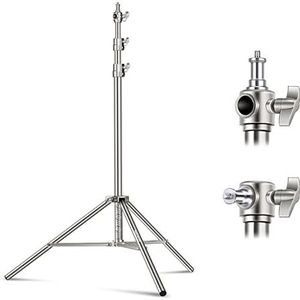 NEEWER 2,2 m roestvrijstalen statief met veerkussen en 6,35 mm tot 9,5 mm schroefadapter voor stroboscoop, led-videolamp, lichtring, monolicht, lichtbak