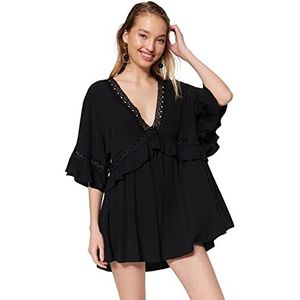 Trendyol FeMan Beachwear Mini robe tissée basique coupe régulière, noir, taille 42, Noir, 42