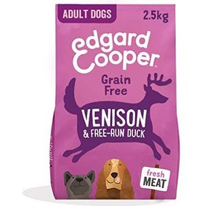 Edgard & Cooper Droogvoer voor volwassen honden, zonder granen, hypoallergeen, natuurlijk voer, verse herten en eend in de open lucht, evenwichtige en gezonde voeding (2,5 kg)