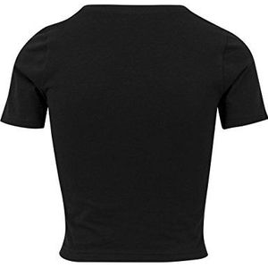Build Your Brand Cropped T-shirt voor dames, zwart.