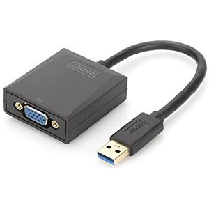 DIGITUS USB 3.0 USB A naar VGA grafische adapter Full HD 1920 x 1080 Pixels Kunststof Zwart