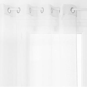 HomeMaison Gordijn, dun, effen, met oogjes, polyester, wit, 240 x 135 cm