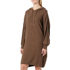 Only Onlcarey L/S Long Hood Dress KNT Noos damesjurk, Chestnut/details: mix