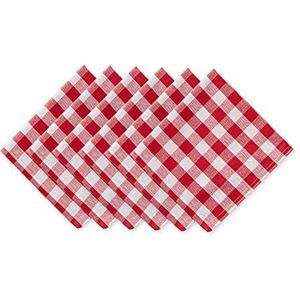 DII Checkered Tabletop Collection Handdoeken, 100% katoen, machinewasbaar, 50 x 50 cm, rood, 6 stuks