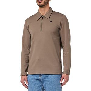 G-STAR RAW Poloshirt met halve ritssluiting en lichtgewicht sweatshirt voor heren, Bruin (Deep Walnut D23170-d136-b743)