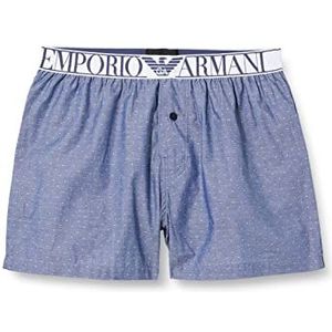 Emporio Armani Yarn Dyed Pajama boxershorts voor heren, blauw gestippeld