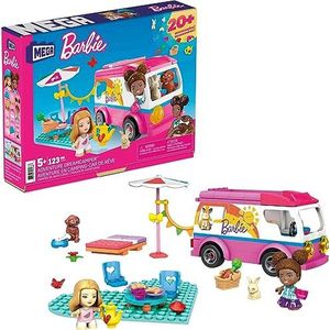 MEGA Barbie Mega Barbie, avontuur in droomcamper met 2 minifiguren, bouwsteenset, 123-delig, voor kinderen vanaf 5 jaar, GWR35