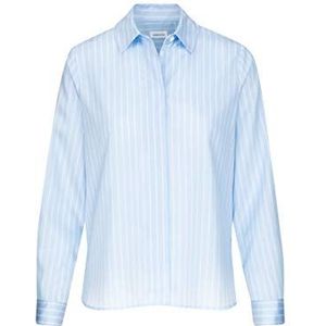 Seidensticker Damesblouse modieuze blouse gemakkelijk te strijken met hemdkraag, losse pasvorm, lange mouwen, 100% katoen, lichtblauw, 46, Lichtblauw