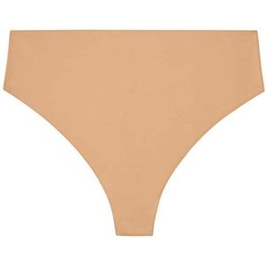 Savage X Fenty High Waist Microfiber Thong, Tanga dames, naakt dessert (bruin), Large