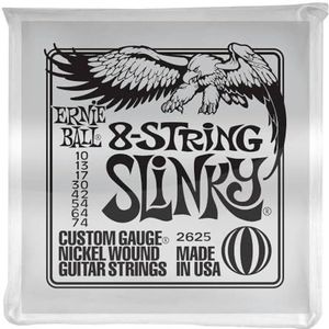 Ernie Ball Slinky snaren voor elektrische gitaar, 8 snaren, vernikkeld, 10-74 mm