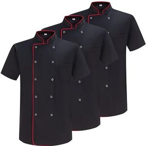 MISEMIYA - Set van 3 stuks - Chef-jas voor heren - herenjas - Hosteleria uniform - 3-6421B, zwart 21, XXL, Zwart 21
