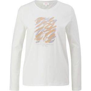 s.Oliver T-shirt à manches longues pour femme avec effet imprimé, Blanc., 38