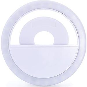 APM 572013 - Mini-ringlicht voor smartphone – ring met 20 leds – fotolicht opladen micro-USB – selfie-ringlicht in de vorm van een tang – batterij 60 mAh – licht – wit