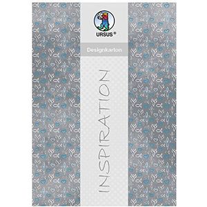 Ursus 62294602F - designkarton Religie, blauw-grijs, DIN A4, 5 vellen, 200 g/m², eenzijdig bedrukt, met folie veredeld, ideaal als uitnodigings- en bedankkaarten of om te knutselen