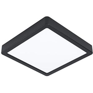EGLO LED plafondlamp Fueva 5, L x B 21 cm, 1 lichtpunt, moderne opbouwlamp van staal met een kunststof lichtoppervlak, plafondlamp in zwart, wit, LED opbouwlamp warmwit