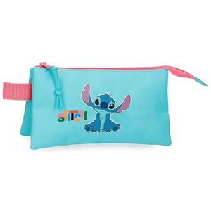 Joumma Disney Aloha Stitch, drievoudig etui, blauw, 22 x 12 x 5 cm, polyester