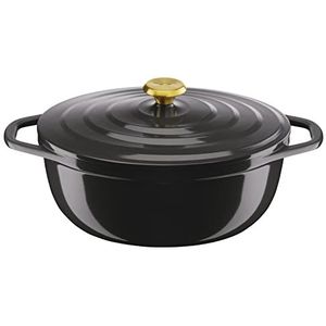 Tefal Air, Gietijzeren stoofpan ovaal 30 cm, eenvoudige reiniging, veilige keramische coating, condensatiedeksel, ovencompatibel, inductie, zwart, E2558904