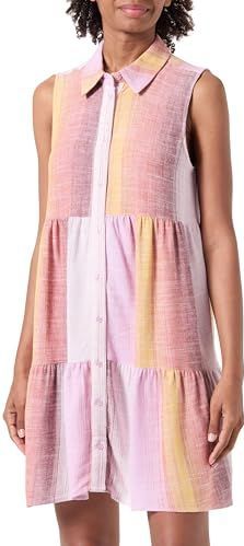 ONLY Onlsiesta S/L Linnen Bl Shirt Dress Pnt Blousejurk Dames, Pirouette/strepen: meerkleurig