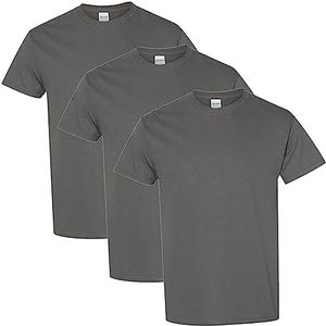 Gildan T-shirt van zwaar katoen voor volwassenen, G5000 hemd (2 stuks), Donkergrijs (3 stuks)