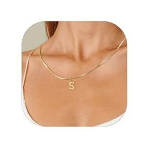 Zilveren ketting dames halsketting letter A-Z 14K verguld hanger ketting dames verstelbaar cadeau dames 40 + 5 cm, Metaal, Robijn ster