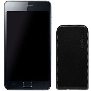 Celly FACE160 klapetui voor Samsung Galaxy S2 (van milieuvriendelijk leer, met magneetsluiting) zwart
