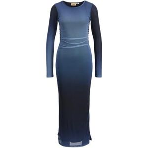 JACK & JONES Robe maxi pour femme Jxrosa Mesh Ls WVN, Bleu coronet/Aop : petit imprimé bleu, S