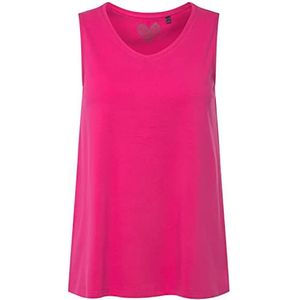 Ulla Popken Top, A-lijn, V-hals, mouwloos T-shirt voor dames, Fuchsia roze