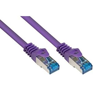 Good Connections Cat.6A Ethernet patchkabel met vergrendeling RNS, S/FTP, PiMF, halogeenvrij, 500MHz, OFC, compatibel met 10 Gigabit Ethernet netwerken (10/100/1000/1000-Base-T) - bijvoorbeeld voor patchpaneel, switch, router, modem - paars 1,5m