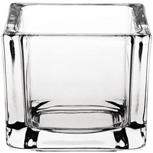 Olympia Theelichthouder van glas, vierkant, transparant, 6 stuks