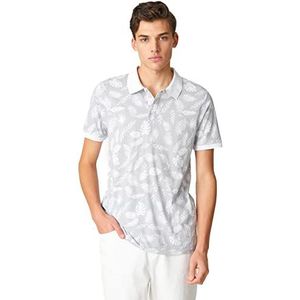 Koton Polo à manches courtes pour homme - Col floral - Coupe ajustée, (Gdr), S