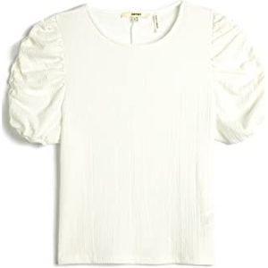 Koton T-shirt à manches longues et col rond pour femme, Blanc cassé (001), XL