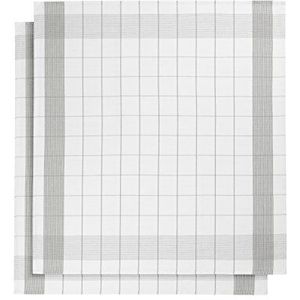 De Witte Lietaer 200064 Set van 2 theedoeken, linnen/katoen, grijs, 68 x 68 cm