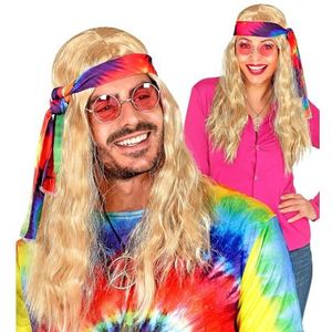 Widmann 02849 - hippie blond pruik met batik carnaval