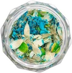 Semilac Flower Flakes Spring Meadow Décoration d'ongles, vert pastel et turquoise, fleurs séchées pour vernis à ongles UV et gel UV