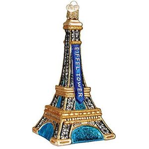 Old World Christmas Ornament: kerstboomversiering van glas met steden, plaatsen en bezienswaardigheden voor de kerstboom Eiffeltoren