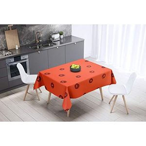 Bonamaison, Anti-schimmel, sneldrogend, vuilafstotend, machinewasbaar, 100% polyester, tafelkleed, bordeauxrood, oranje, 140 x 140 cm, ontworpen en geproduceerd in Turkije