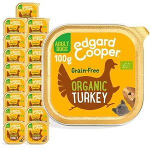 Edgard & Cooper Natuurlijk natvoer voor honden, graanvrij, eiwitrijk en gezond (biologische kalkoen, 100 g (17 stuks)