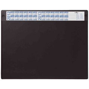 Durable 720501 bureauonderlegger met klep, transparant, afneembaar en kalenderband, kantoorformaat, 65 x 52 cm, zwart