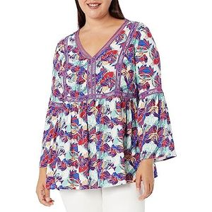 Avenue Avenue Top Boho Bell Slv Oversized dameshemd, Abstract