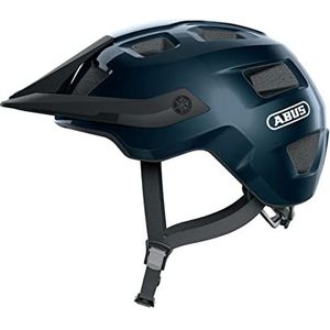 ABUS MoTrip MTB-helm, robuuste fietshelm met in hoogte verstelbaar vizier voor mountainbikers, individuele pasvorm, uniseks, glanzend blauw, M, 54-58 cm